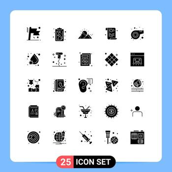 25 concepto de glifo sólido para sitios web móviles y aplicaciones política de seguridad datos de colina sol elementos de diseño vectorial editables vector