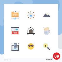 9 Creative Icons Modern Signs and Symbols of luggage program hill php scene Editable Vector Design Elements