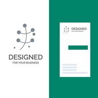 Growth Leaf Plant Spring Grey Logo Design and Business Card Template vector
