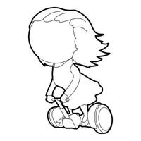 Girl on segway icon, outline style vector