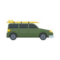 Green travel car icon flat isolated vector