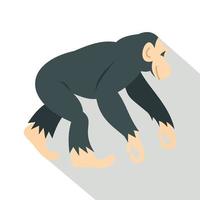 chimpancé, icono, estilo plano vector