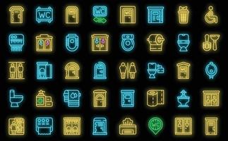 Public restrooms icons set vector neon