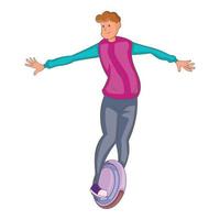 Man riding segway icon, cartoon style vector