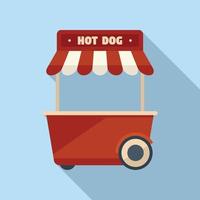 Hot dog market icon flat vector. Cart food vector