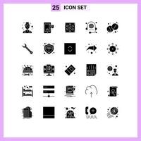 25 Universal Solid Glyphs Set for Web and Mobile Applications global conference cooler fan communication fan Editable Vector Design Elements
