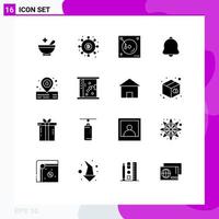 16 Universal Solid Glyphs Set for Web and Mobile Applications water sound mix notification alert Editable Vector Design Elements