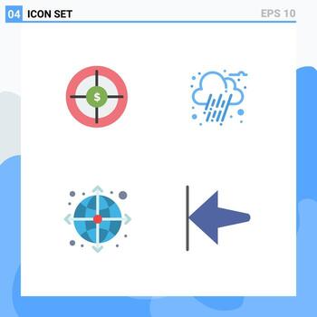 Modern Set of 4 Flat Icons Pictograph of audience globe marketing cloud web Editable Vector Design Elements