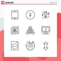 9 User Interface Outline Pack of modern Signs and Symbols of towels relaxation power relax sale Editable Vector Design Elements