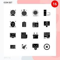 Editable Vector Line Pack of 16 Simple Solid Glyphs of facial data party change news Editable Vector Design Elements