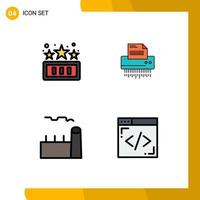 Pack of 4 Modern Filledline Flat Colors Signs and Symbols for Web Print Media such as high score office play data boiler Editable Vector Design Elements