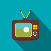 Ball on the screen of retro TV icon, flat style vector
