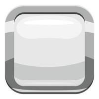 White square button icon, cartoon style vector