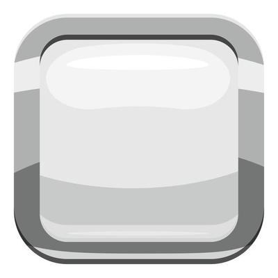 White square button icon, cartoon style