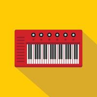 Red synthesizer icon, flat style vector