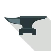 Heavy black metal anvil icon, flat style vector