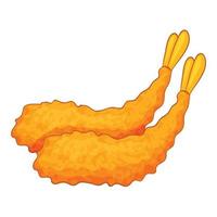 Fried shrimp icon, cartoon style vector