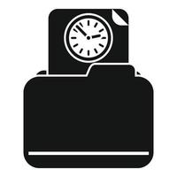 icono de reloj de carpeta vector simple. control de trabajo