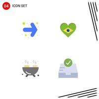 paquete de iconos de vector de stock de 4 signos y símbolos de línea para pasatiempos de flecha corazón amor bandeja de entrada elementos de diseño de vector editables