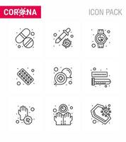 Coronavirus Prevention 25 icon Set Blue medicine form beat fitness smart watch viral coronavirus 2019nov disease Vector Design Elements