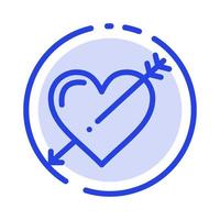 Heart Arrow Holidays Love Valentine Blue Dotted Line Line Icon vector