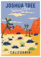 Joshua Tree vector illustration in Vintage Vacation poster design style, perfect for tshirt design and wall decor