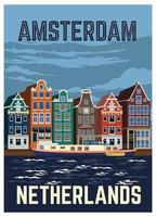 diseño de afiches de vacaciones vintage de amsterdam, perfecto para diseño de camisetas y mercadería vector