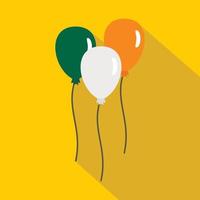 Balloons in Irish flag colors icon, flat style vector