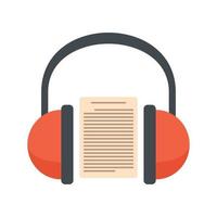 Headphones audio lesson icon flat isolated vector