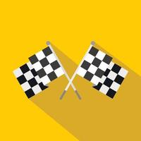 Crossed chequered flags icon, flat style vector