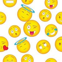 Types of emoticons pattern, cartoon style vector