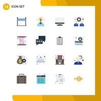 Mobile Interface Flat Color Set of 16 Pictograms of work management light business imac Editable Pack of Creative Vector Design Elements