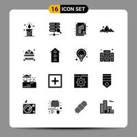 Universal Icon Symbols Group of 16 Modern Solid Glyphs of hard cap tree business nature landscape Editable Vector Design Elements