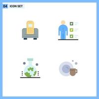 Modern Set of 4 Flat Icons and symbols such as device geography hardware employee scientific study of the origin of the earth Editable Vector Design Elements