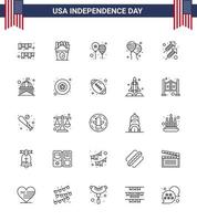 25 Line Signs for USA Independence Day american bloons usa bloon party Editable USA Day Vector Design Elements