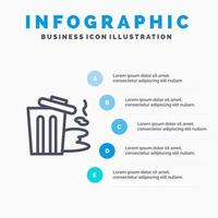 Environment Garbage Pollution Trash Line icon with 5 steps presentation infographics Background vector