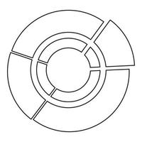 Pie chart icon, outline style vector