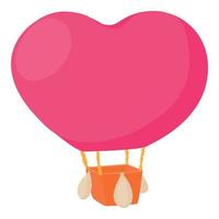 Air balloon in shape of heart icon, cartoon style vector