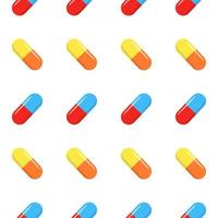 seamless pattern with pills and capsules vector