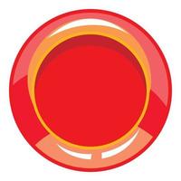 Red button icon, cartoon style vector