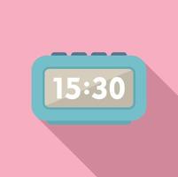 Digital alarm clock icon flat vector. Business work vector