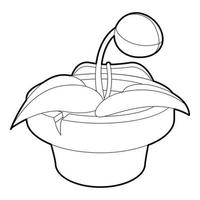 Plant in pot icon, outline style vector