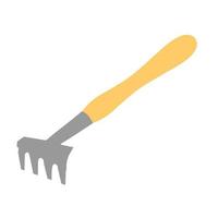 Farming tools vector on white background. Rake to cultivate the land, clear leaves and build farm sites.