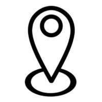 Pin line vector icon in black on a white background. It's perfect for locations, signs and navigational concepts.