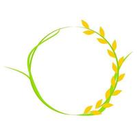 Vector illustration of paddy with green leaves in round shape on white background. Nice template for logo and design.