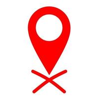 Tracker pin icon vector with cross sign on white background. Great for navigation for street directions.