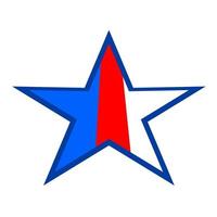 Star icon in three different colors blue, red and white isolated on white background. Great for web logos. Vector illustration.