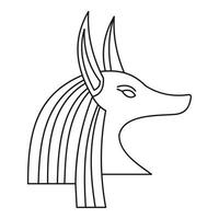 cabeza del dios egipcio anubis icono, estilo de contorno vector