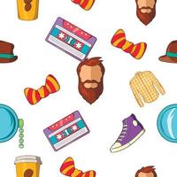 Hipster pattern, cartoon style vector