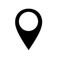 pin vector icono en negro sobre fondo blanco. concepto de ubicación, señal y navegación.